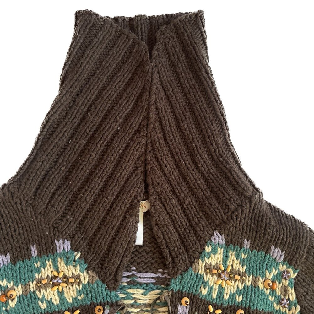 LaROK Woodsman Beaded Lace Up Reindeer Wool Sweater aso Jessica Simpson S - Picture 11 of 16